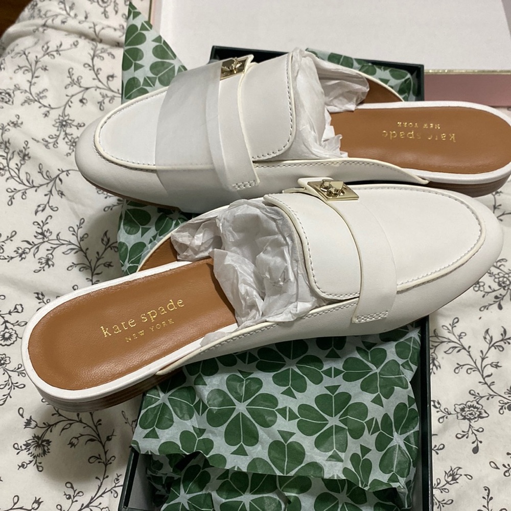 Kate Spade Catroux White Mule NIB